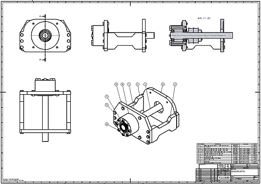 Technische Zeichnung eines Zusammenbaus