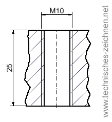 Gewindedurchgangslöcher bemaßen